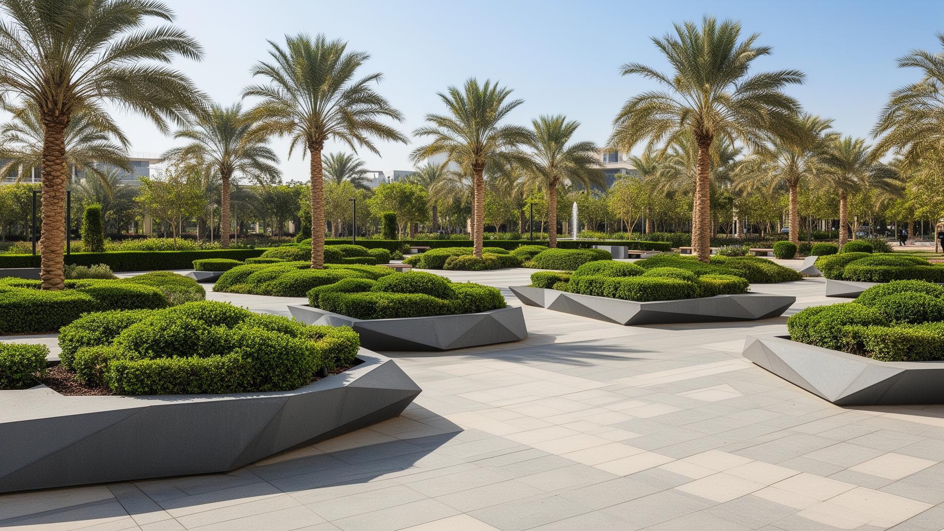 Modern public plaza landscaping